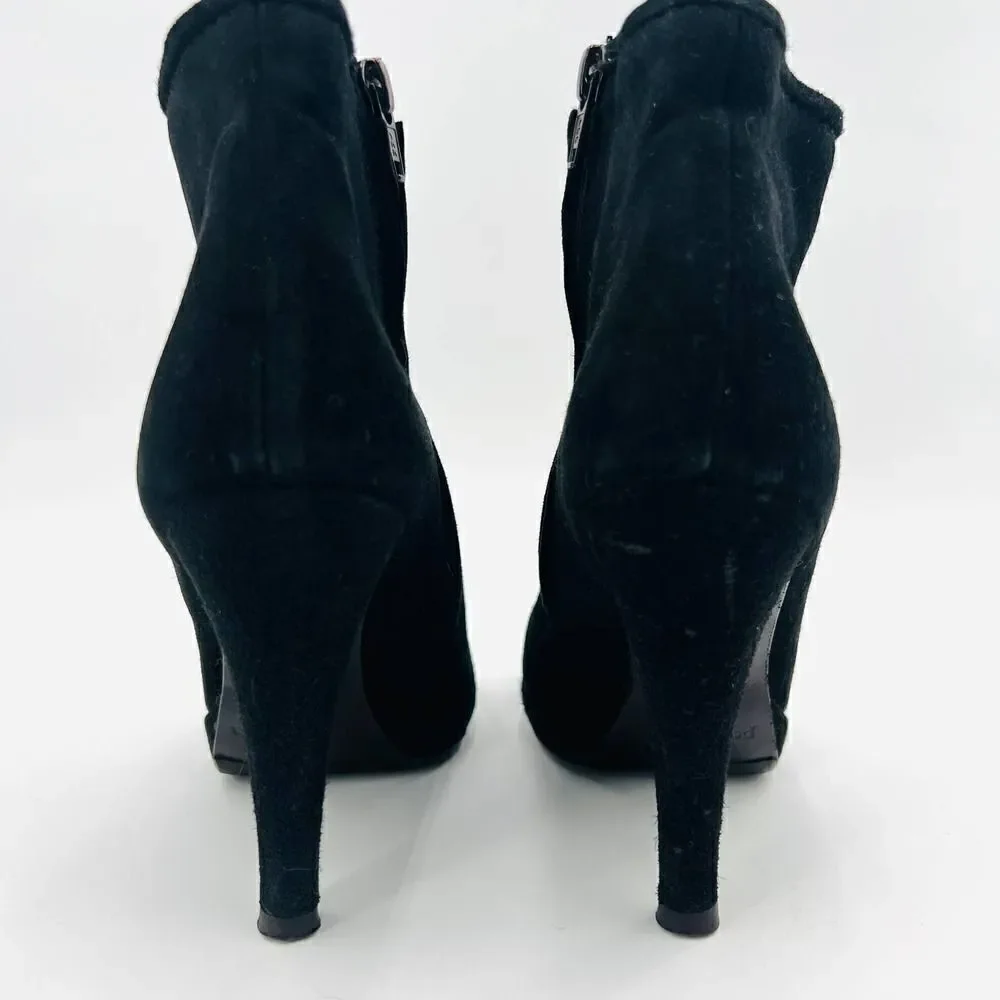 Pedro Garcia Black Suede Ankle Stiletto Heels Booties Size 35.5